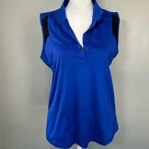Sleeveless Royal Blue Polo Golf Top with Black Accents